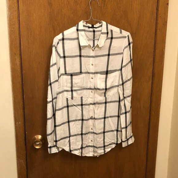 Dynamite - plaid white and black blouse - Size Small - Picture 1 of 4